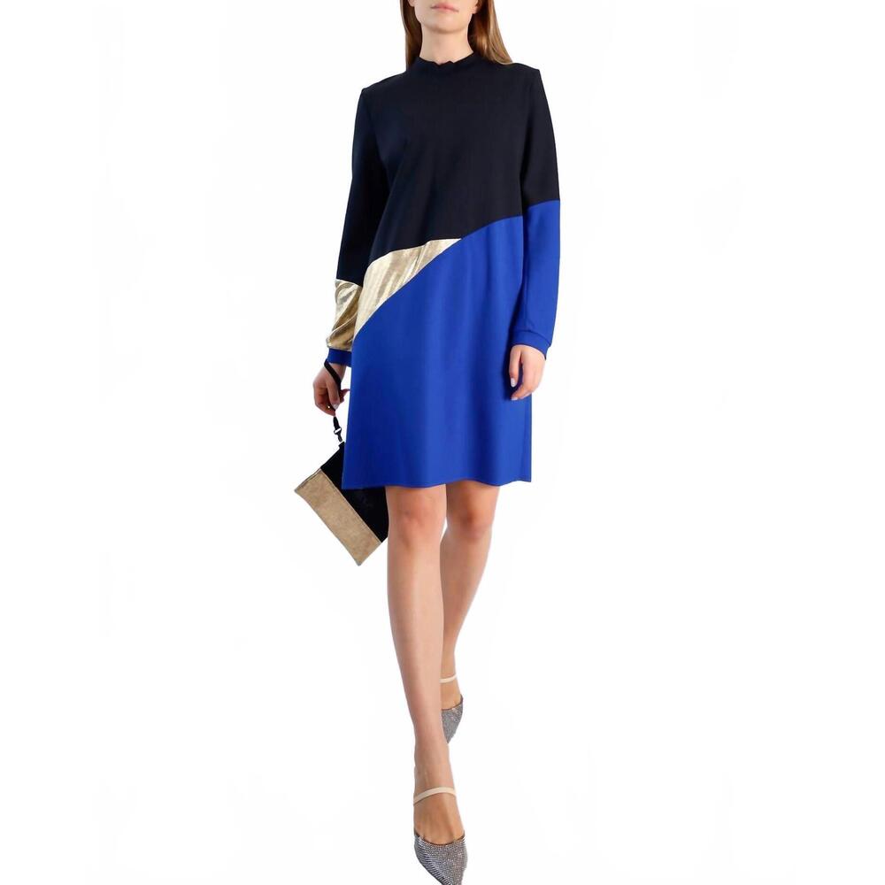 NEW MARIE SAINT PIERRE jael mini dress in black/gold/blue